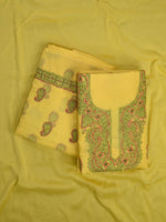 Load image into Gallery viewer, Seva Chikan Hand Embroidered Yellow Cotton Lucknowi Chikankari Unstitched Suit Piece-SCL13109