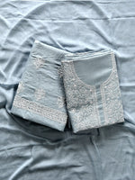 Load image into Gallery viewer, Seva Chikan Hand Embroidered Grey Cotton Lucknowi Chikankari Unstitched Suit Piece-SCL13064