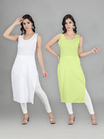 Load image into Gallery viewer, Seva Chikan Cotton Long Slips Combo of White (Pack of 2)
