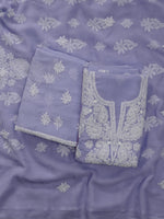 Load image into Gallery viewer, Seva Chikan Hand Embroidered Lavender Georgette Lucknowi Chikankari Unstitched Suit Piece-SCL13123