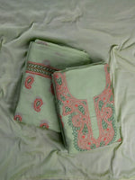 Load image into Gallery viewer, Seva Chikan Hand Embroidered Green Cotton Lucknowi Chikankari Unstitched Suit Piece-SCL13105