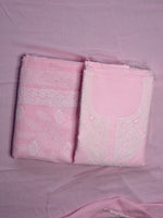 Load image into Gallery viewer, Seva Chikan Hand Embroidered Pink Terivoil Cotton Lucknowi Chikankari Unstitched Suit Piece-SCL13022