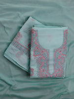Load image into Gallery viewer, Seva Chikan Hand Embroidered Sea Green Cotton Lucknowi Chikankari Unstitched Suit Piece-SCL13108