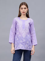Load image into Gallery viewer, Seva Chikan Hand Embroidered Terivoil Cotton Lucknowi Chikan Top