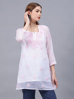 Load image into Gallery viewer, Seva Chikan Hand Embroidered Georgette Lucknowi Chikankari Top With Slip
