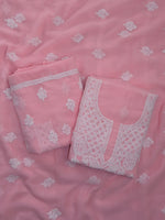 Load image into Gallery viewer, Seva Chikan Hand Embroidered Peach Georgette Lucknowi Chikankari Unstitched Suit Piece-SCL13110