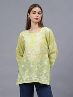 Load image into Gallery viewer, Seva Chikan Hand Embroidered Terivoil Cotton Lucknowi Chikan Top