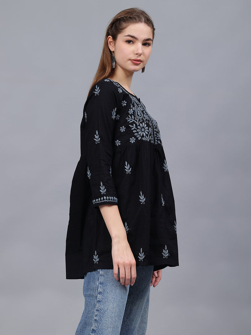 Seva Chikan Hand Embroidered Cotton Lucknowi Chikan Top
