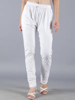 Load image into Gallery viewer, Seva Chikan Hand Embroidered White Lycra Lucknawi Chikankari Pant-SCL11018