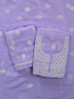 Load image into Gallery viewer, Seva Chikan Hand Embroidered Georgette Lucknowi Chikankari Unstitched Suit Piece