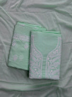 Load image into Gallery viewer, Seva Chikan Hand Embroidered Sea Green Cotton Lucknowi Chikankari Unstitched Suit Piece-SCL13054