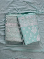 Load image into Gallery viewer, Seva Chikan Hand Embroidered Sea Green Cotton Lucknowi Chikankari Unstitched Suit Piece-SCL13087