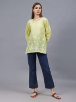 Load image into Gallery viewer, Seva Chikan Hand Embroidered Terivoil Cotton Lucknowi Chikan Top