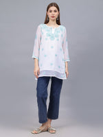 Load image into Gallery viewer, Seva Chikan Hand Embroidered Georgette Lucknowi Chikankari Top With Slip