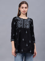 Load image into Gallery viewer, Seva Chikan Hand Embroidered Cotton Lucknowi Chikan Top