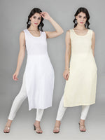 Load image into Gallery viewer, Seva Chikan Cotton Long Slips Combo of White (Pack of 2)