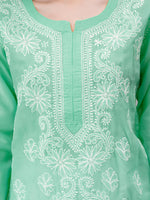 Load image into Gallery viewer, Seva Chikan Hand Embroidered Terivoil Cotton Lucknowi Chikan Kurti