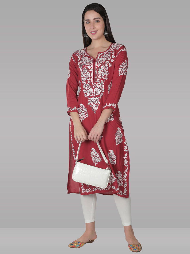 Seva Chikan Hand Embroidered Modal Cotton Lucknowi Chikankari Kurta