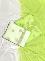 Load image into Gallery viewer, Seva Chikan Hand Embroidered Green Terivoil Cotton Lucknowi Chikankari Unstitched Suit Piece-SCL13001