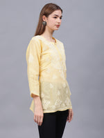 Load image into Gallery viewer, Seva Chikan Hand Embroidered Terivoil Cotton Lucknowi Chikan Top