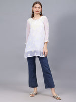 Load image into Gallery viewer, Seva Chikan Hand Embroidered Georgette Lucknowi Chikankari Top With Slip
