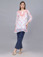 Load image into Gallery viewer, Seva Chikan Hand Embroidered Georgette Lucknowi Chikankari Top With Slip