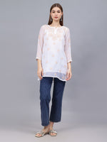 Load image into Gallery viewer, Seva Chikan Hand Embroidered Georgette Lucknowi Chikankari Top With Slip