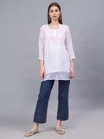 Load image into Gallery viewer, Seva Chikan Hand Embroidered Georgette Lucknowi Chikankari Top With Slip