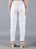 Load image into Gallery viewer, Seva Chikan Hand Embroidered White Lycra Lucknawi Chikankari Pant-SCL11016