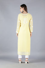 Load image into Gallery viewer, Seva Chikan Hand Embroidered Georgette Chikankari Kurta With Slip