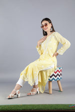 Load image into Gallery viewer, Seva Chikan Hand Embroidered Georgette Chikankari Kurta With Slip