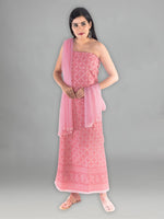 Load image into Gallery viewer, Seva Chikan Hand Embroidered Peach Cotton Lucknowi Chikankari Unstitched Suit Piece-SCL1435