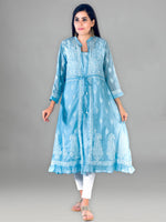 Load image into Gallery viewer, Seva Chikan Hand Embroidered Sky Blue Cotton Lucknowi Chikankari Sarag-SCL1368