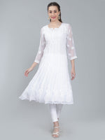 Load image into Gallery viewer, Seva Chikan Hand Embroidered Georgette Lucknowi Chikankari Anarkali