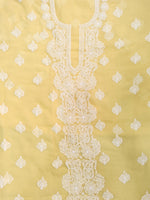 Load image into Gallery viewer, Seva Chikan Hand Embroidered Yellow Georgette Lucknowi Chikankari Unstitched Suit Piece-SCL13129
