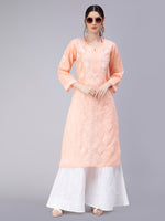 Load image into Gallery viewer, Seva Chikan Hand Embroidered Terivoil Cotton Lucknowi Chikan Kurti