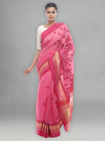 Load image into Gallery viewer, Seva Chikan Hand Embroidered Magenta Cotton Lucknowi Saree-SCL2482