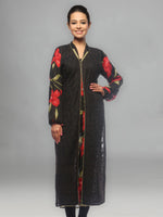 Load image into Gallery viewer, Seva Chikan Hand Embroidered Black Cotton Lucknowi Chikan Kurta-SCL0665