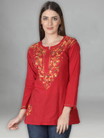 Load image into Gallery viewer, Seva Chikan Hand Embroidered Cotton Lucknowi Chikan Short Top