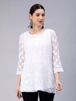 Load image into Gallery viewer, Seva Chikan Hand Embroidered Georgette Lucknowi Chikan Top With Slip