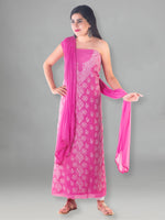 Load image into Gallery viewer, Seva Chikan Hand Embroidered Dark Pink Cotton Lucknowi Chikan Unstitched Suit Piece-SCL1496
