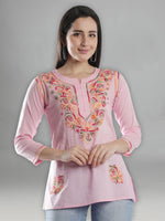 Load image into Gallery viewer, Seva Chikan Hand Embroidered Cotton Lucknowi Chikan Short Top