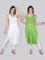Load image into Gallery viewer, Seva Chikan Cotton Long Slips Combo of White (Pack of 2)