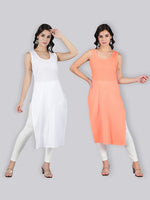 Load image into Gallery viewer, Seva Chikan Cotton Long Slips Combo of White (Pack of 2)