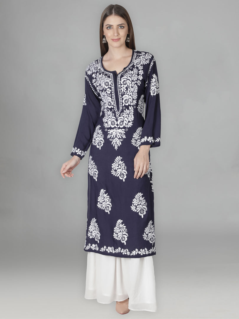 Seva Chikan Hand Embroidered Modal Cotton Lucknowi Chikankari Kurta