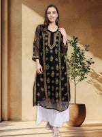 Load image into Gallery viewer, Seva Chikan Hand Embroidered Georgette Lucknowi Chikankari Kurta With Slip
