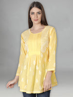 Load image into Gallery viewer, Seva Chikan Hand Embroidered Cotton Lucknowi Chikan Short Top