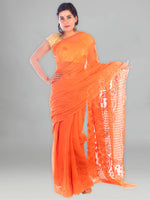 Load image into Gallery viewer, Seva Chikan Hand Embroidered Dark Orange Georgette Lucknowi Saree-SCL1180