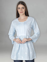 Load image into Gallery viewer, Seva Chikan Hand Embroidered Cotton Lucknowi Chikan Short Top