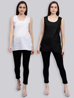 Load image into Gallery viewer, Seva Chikan Cotton Short Slips Combo of White (Pack of 2)